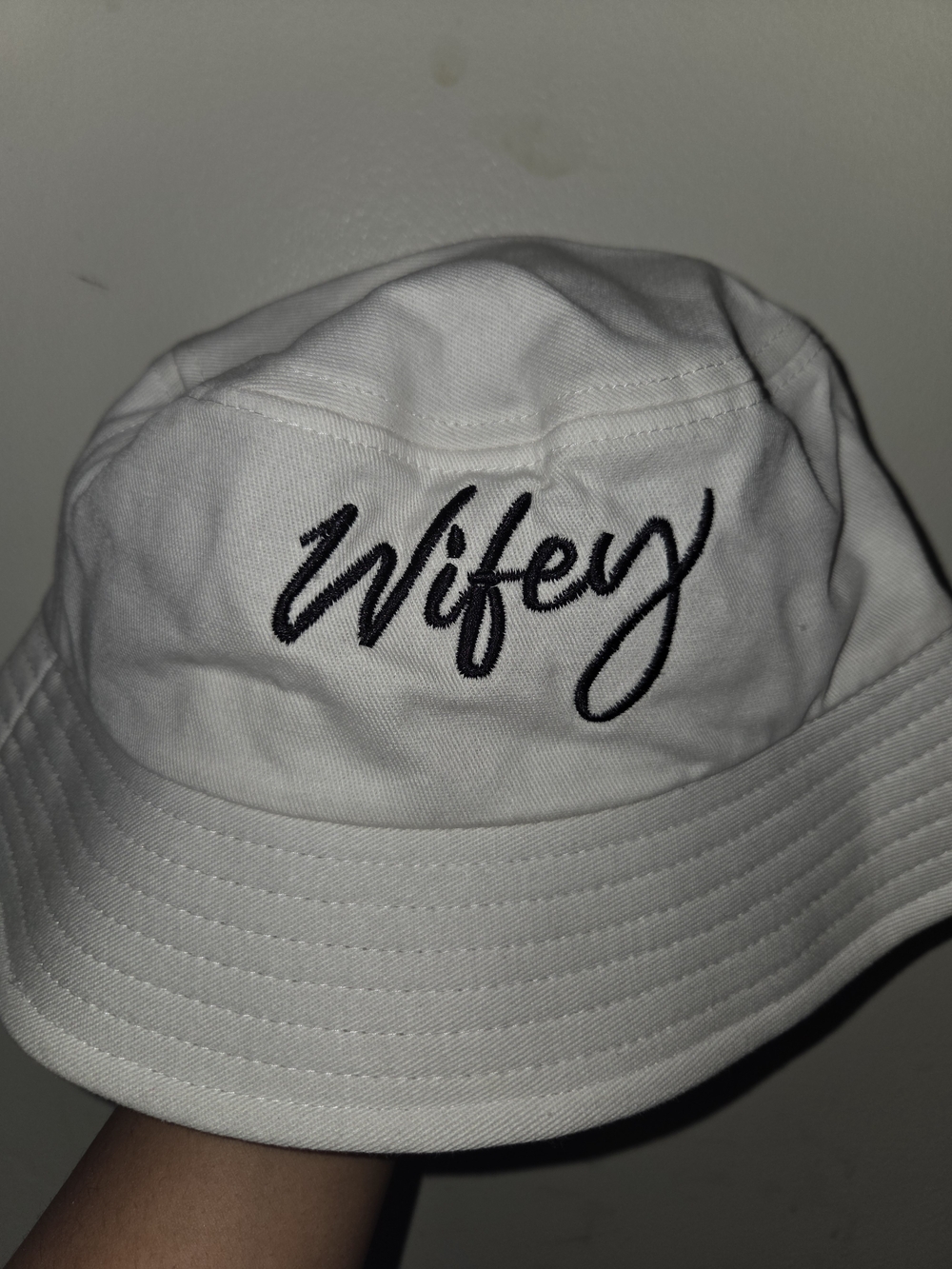 Wifey Embroidered White Bucket Hat
